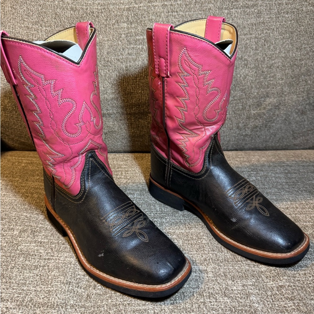 Swift Creek Cowboy Boots Pink & Black Western Boots 1724Y Size 5
